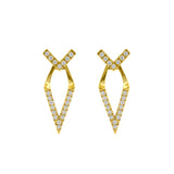 Chirurgenstahl Zirkonia Ohrstecker V-förmig mit Jacke Gold