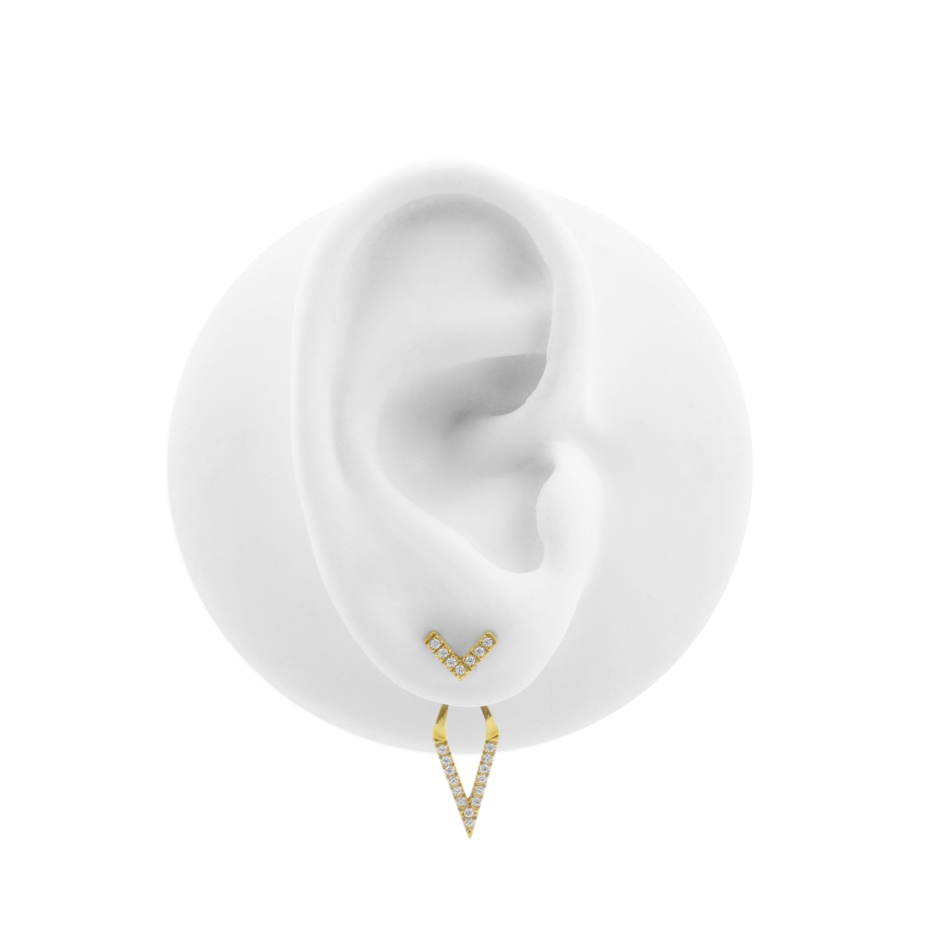Chirurgisch Staal Zirkonia Oorbel Studs V-vormig met Jacket Goud