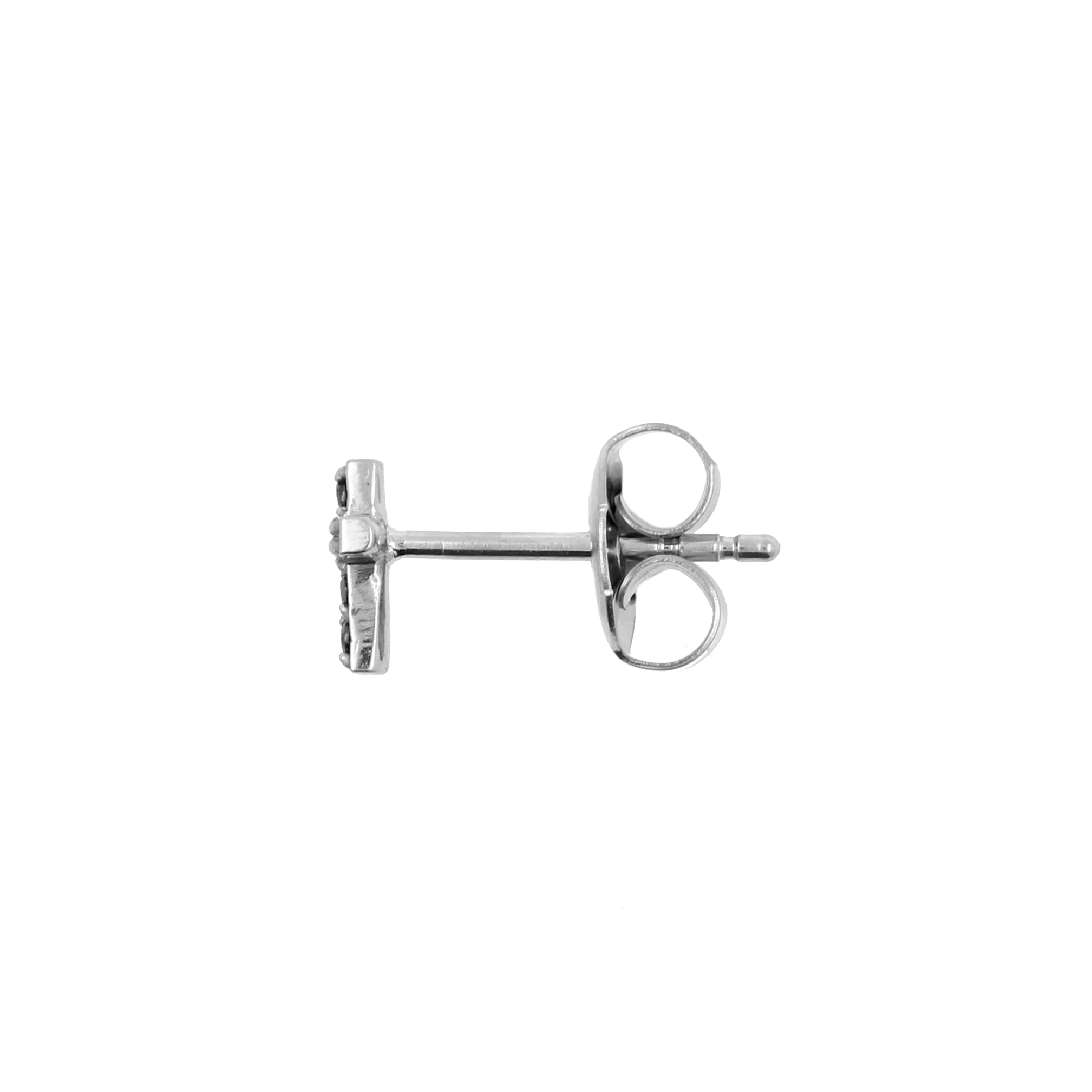 Surgical Steel Ear Studs - Zirconia Cross Black