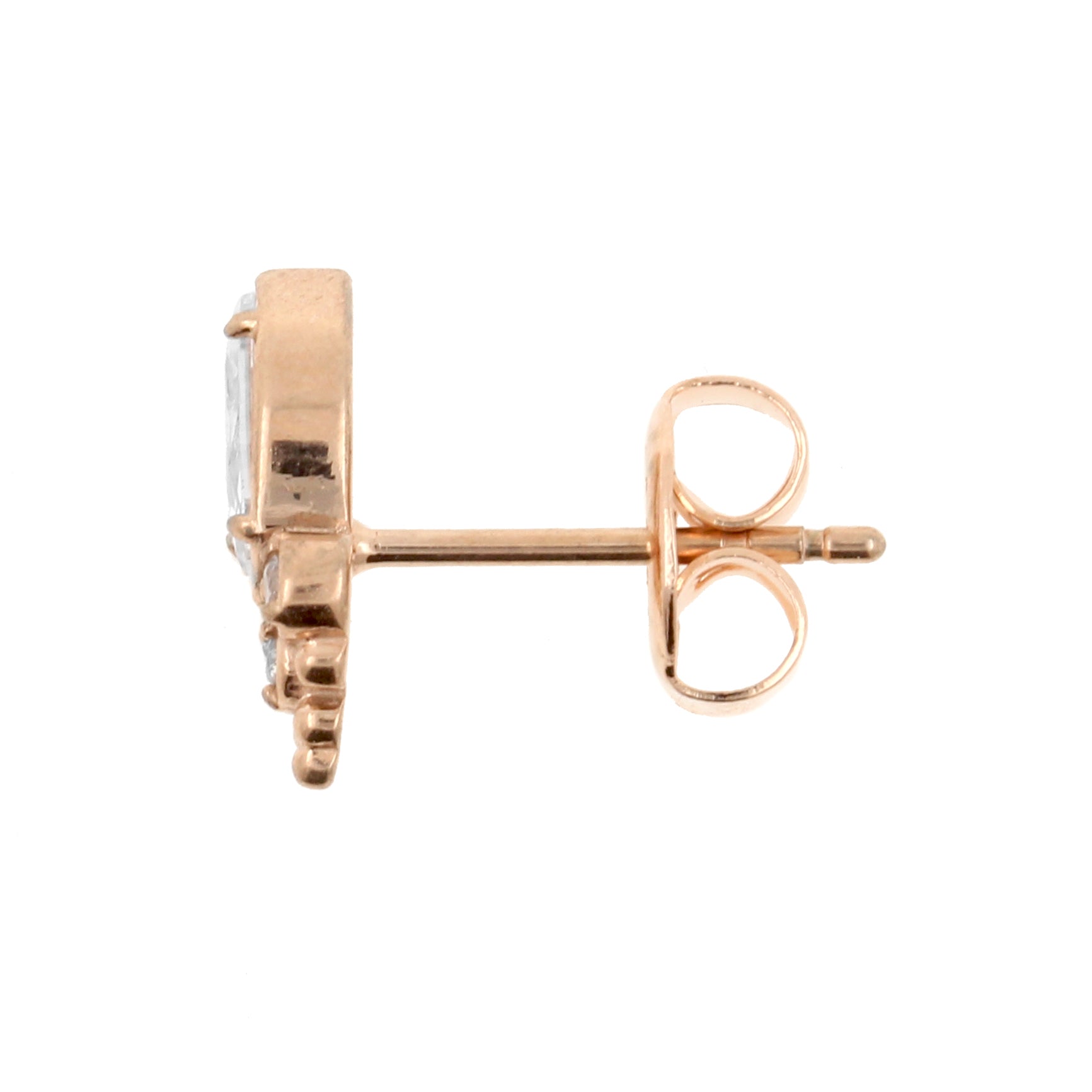 Chirurgisch Stalen Oorstekers Met Marquise Zirkonia En Trinity Dots Rose Goud