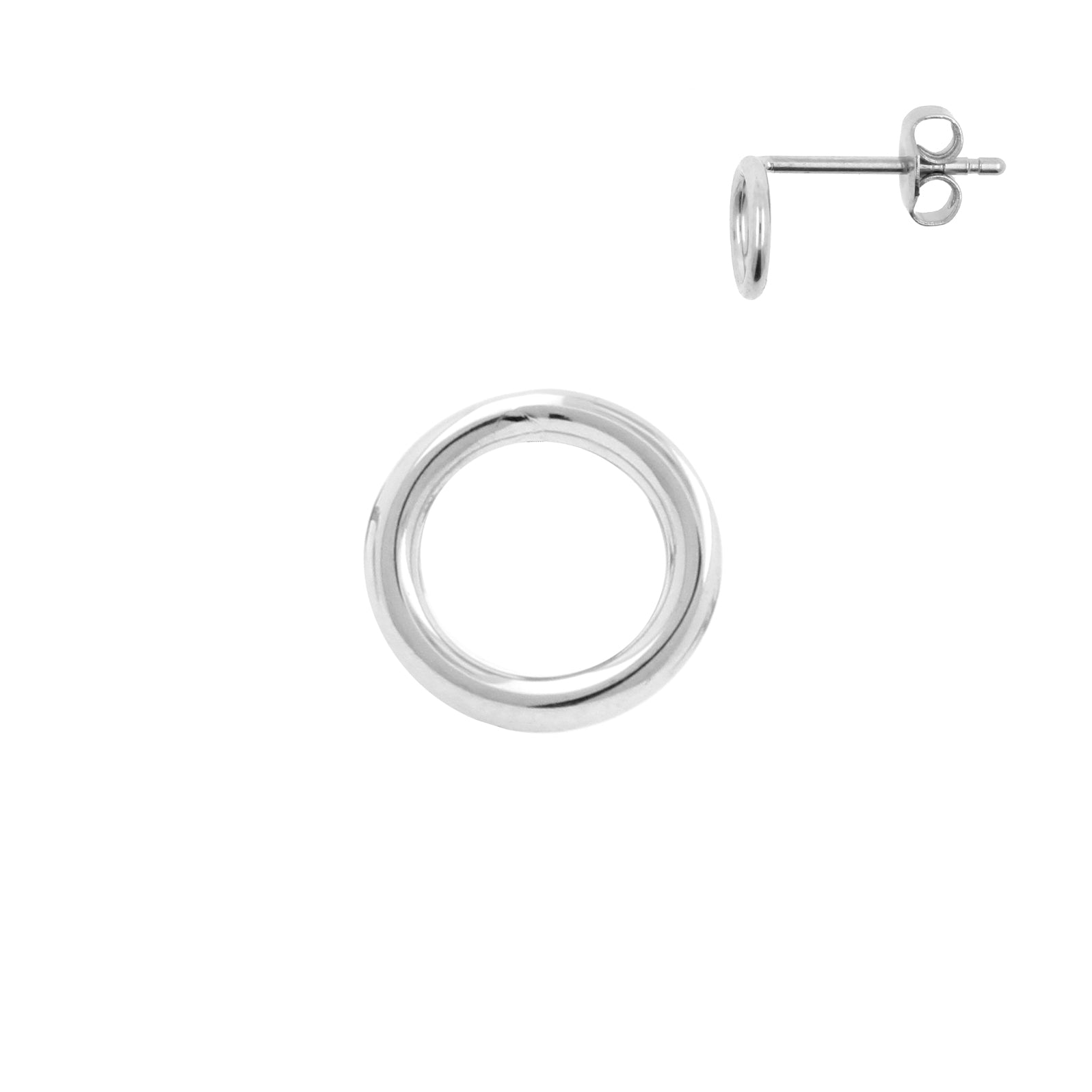 Surgical Steel Ear Studs with Circle Design Silver