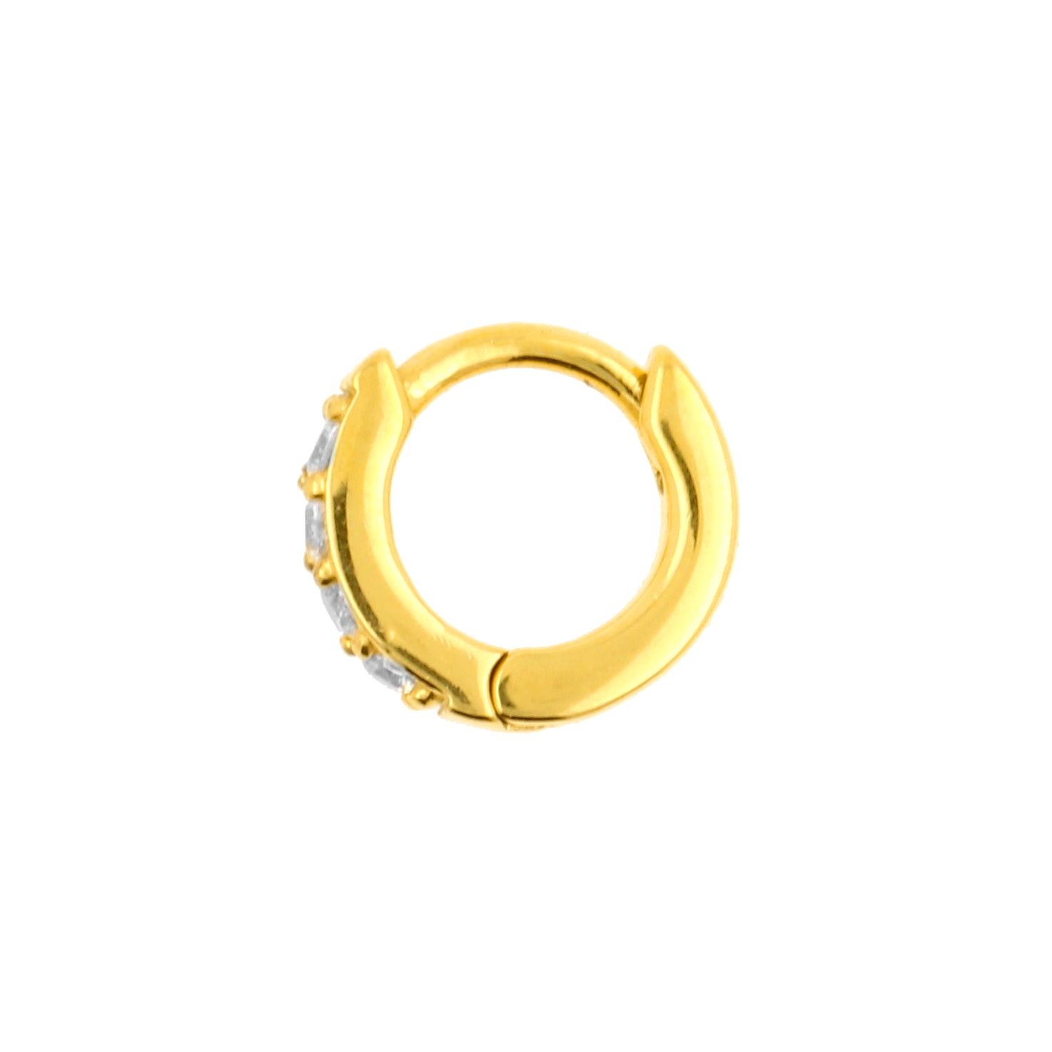 Surgical Steel Click Hoop Earrings - Zirconia Gold