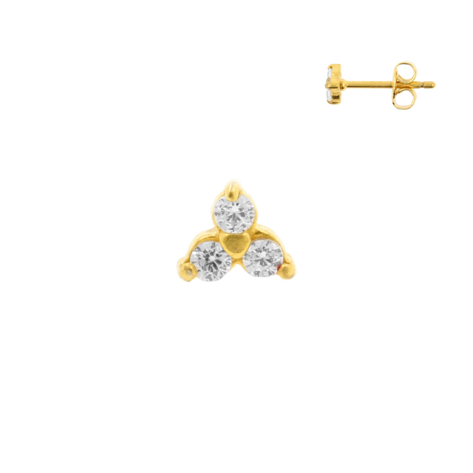 Surgical Steel Trinity Ear Studs - 4 mm Gold