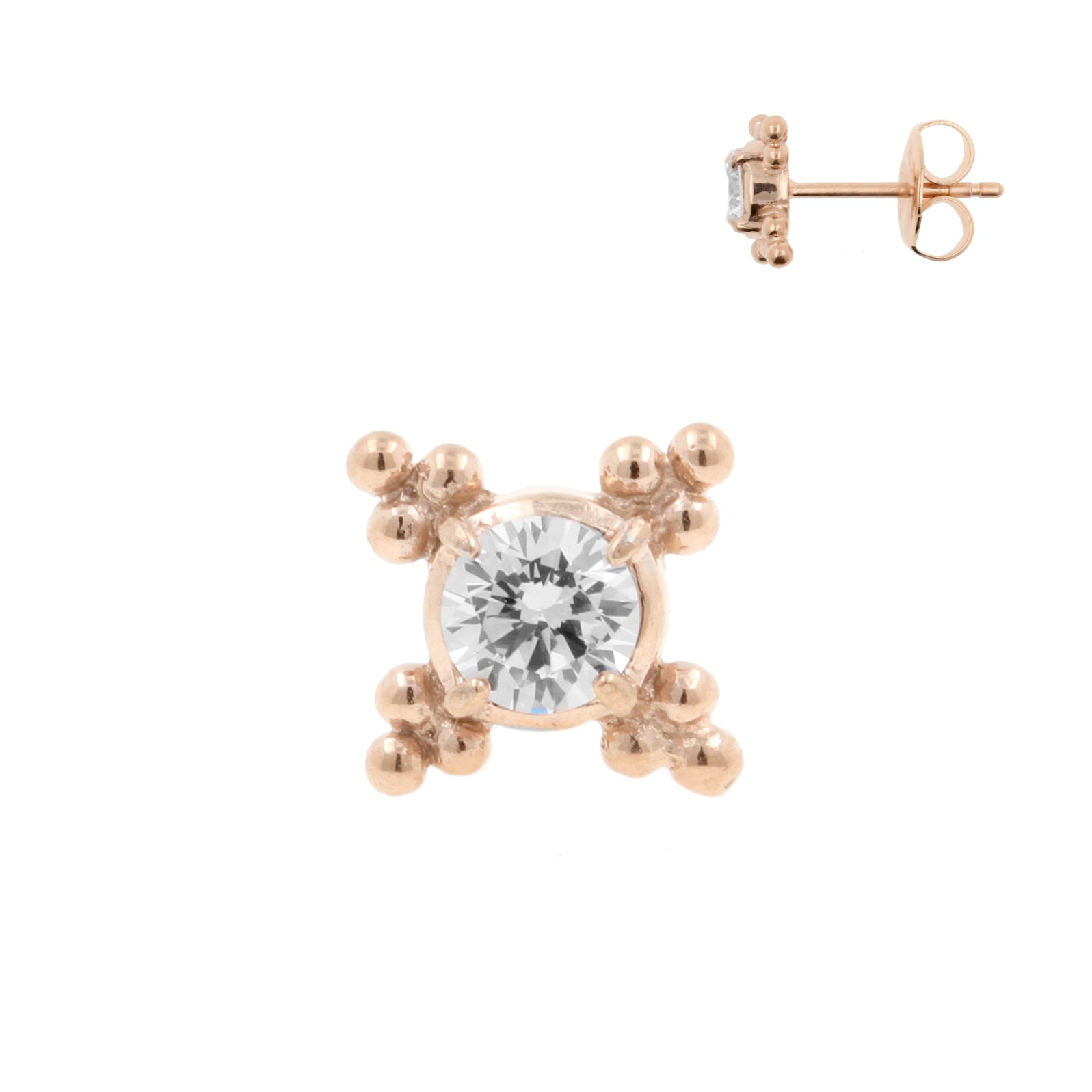 Surgical Steel Zirconia Cluster Ear Studs Rose Gold