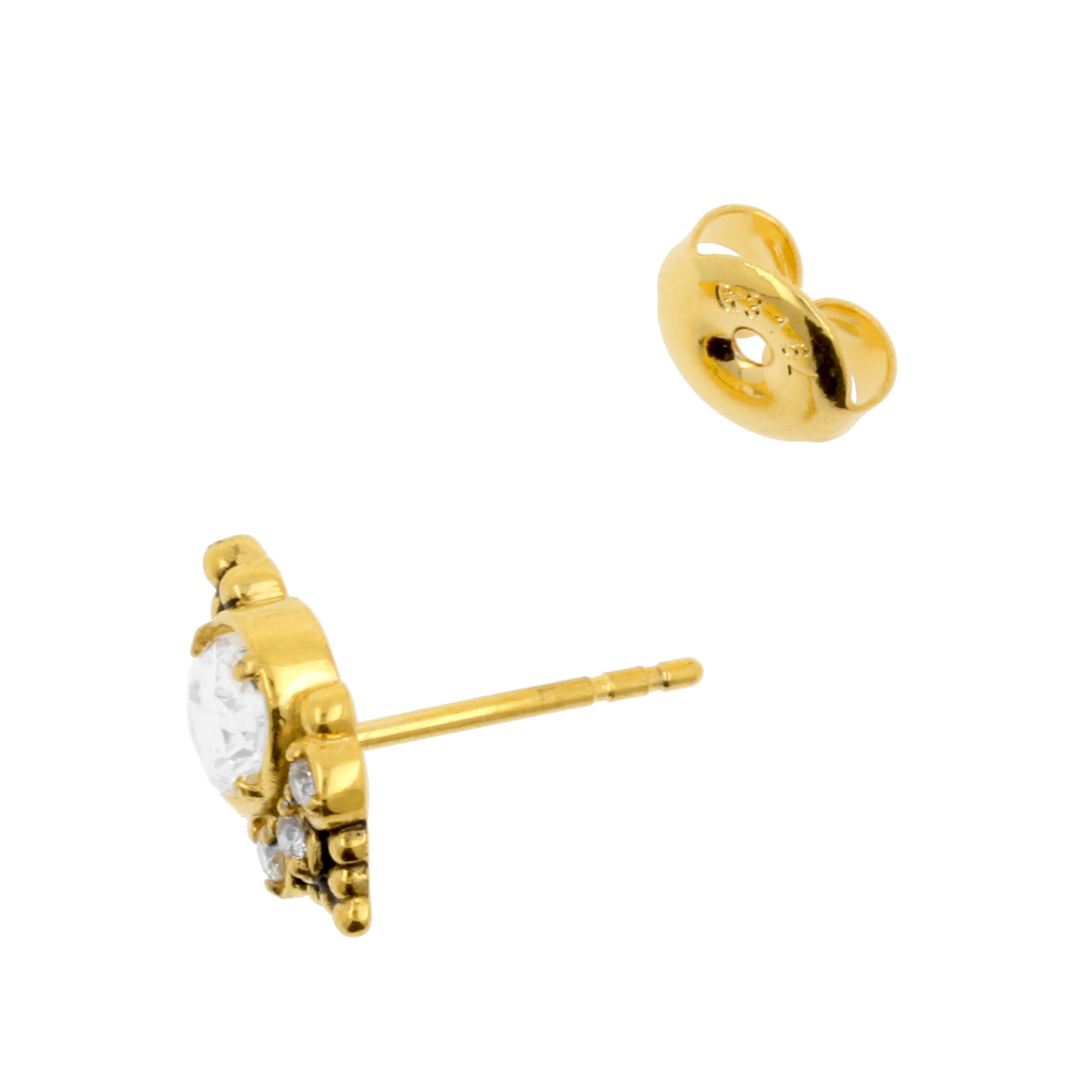 Surgical Steel Zirconia Cluster Ear Studs Gold