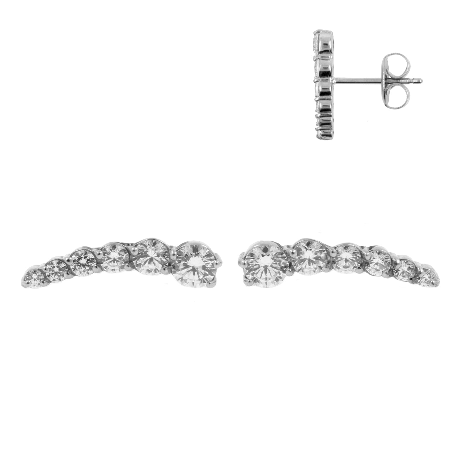 Surgical Steel Jewelled Ear Studs Silver