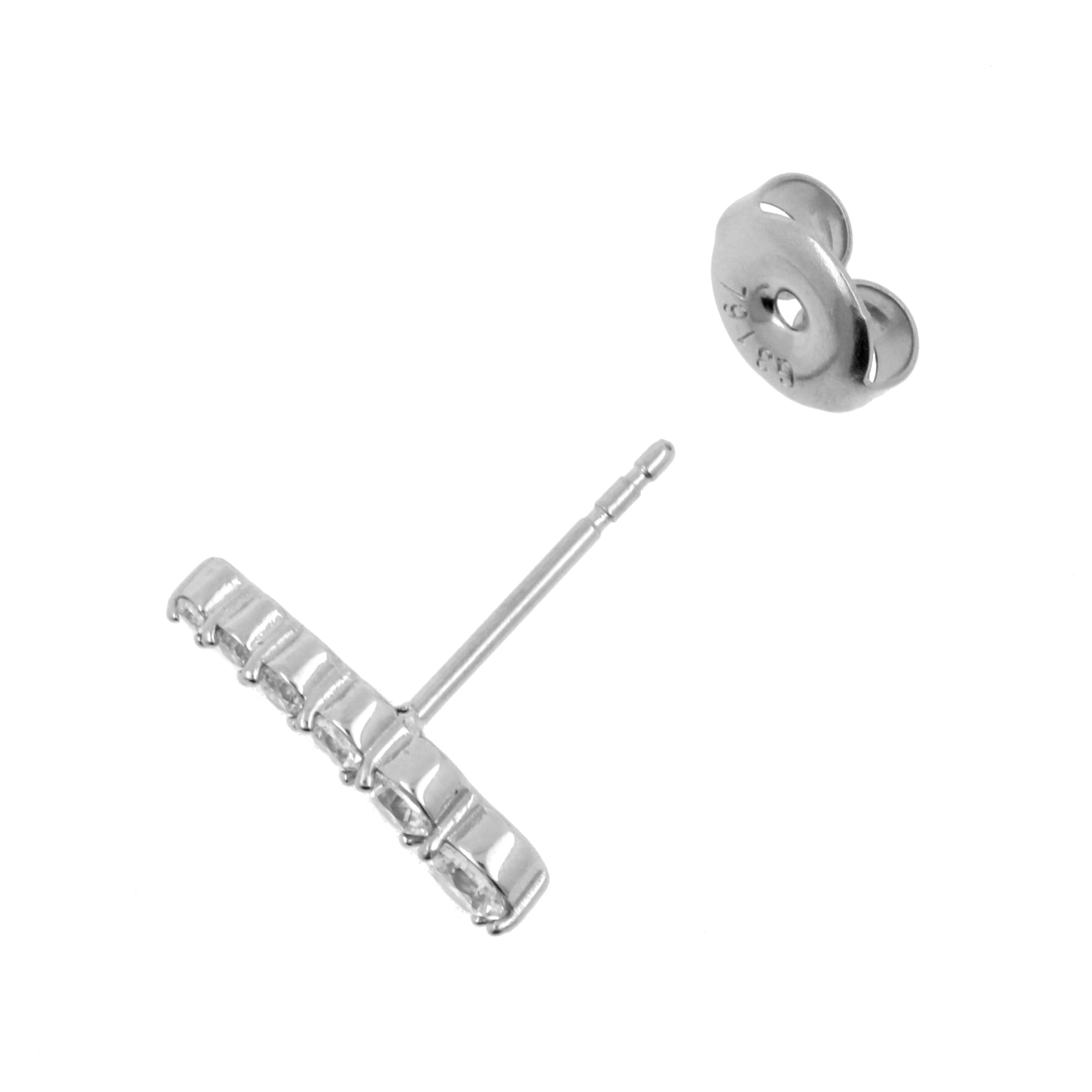 Surgical Steel Jewelled Ear Studs Silver