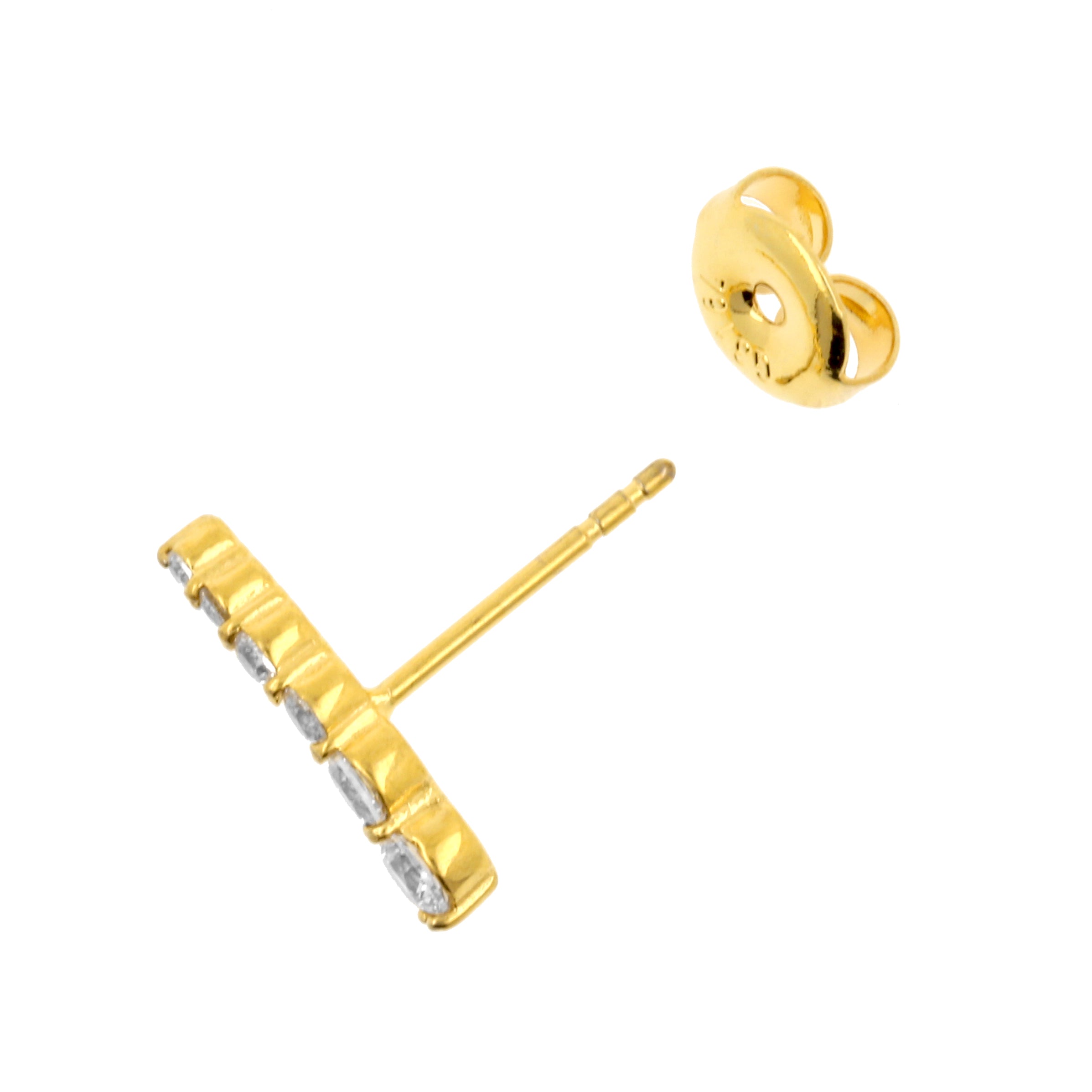 Surgical Steel Jewelled Ear Studs Gold