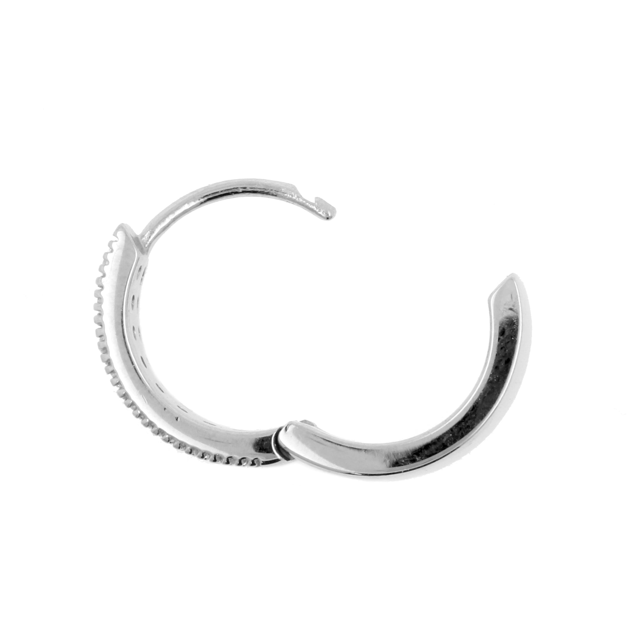 Surgical Steel Double Row Zirconia Click Hoop Earrings