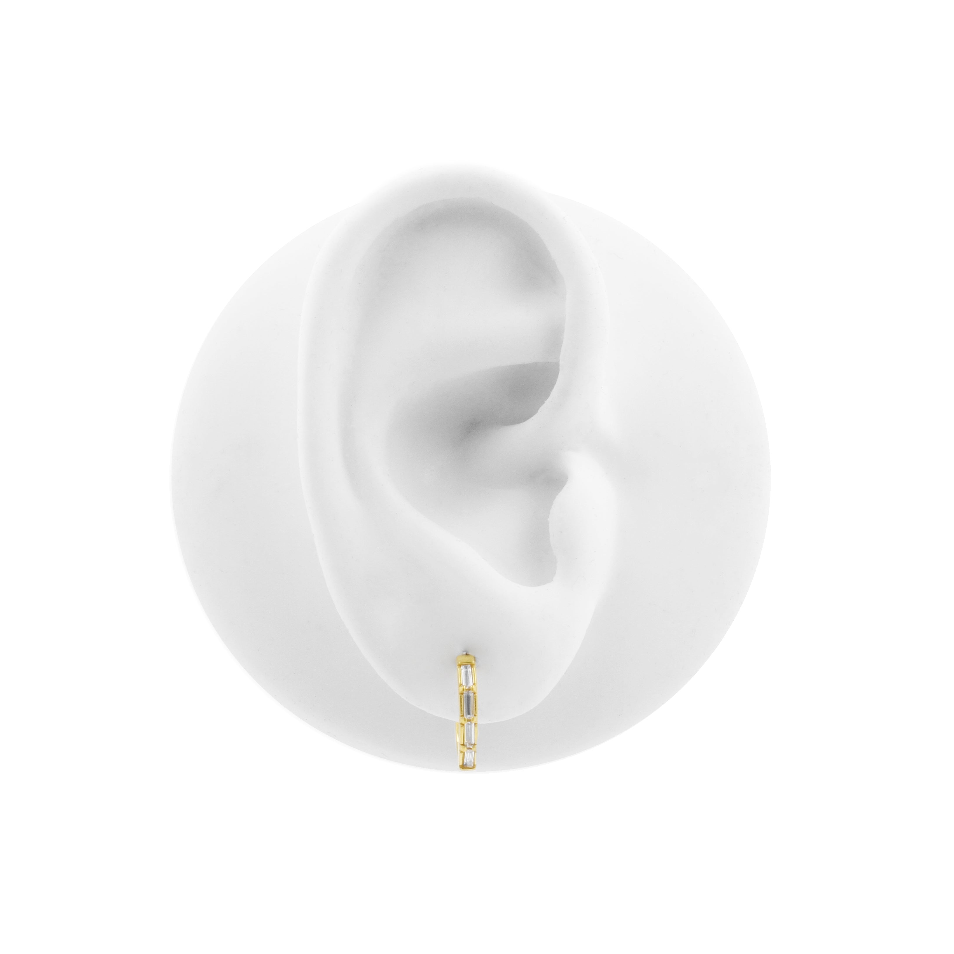 Surgical Steel Click Hoop Earrings - Zirconia Rectangle - Gold