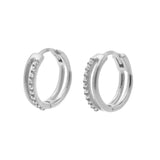 Chirurgisch Stalen Click Hoop Oorbellen - Zirkonia Double - Zilver
