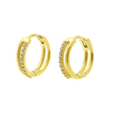 Chirurgisch Stalen Click Hoop Oorbellen - Zirkonia Double - Goud