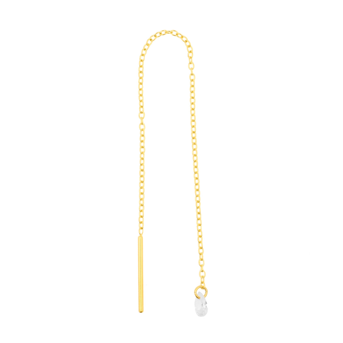 Surgical Steel Ear Threader - Zirconia Jewel Gold