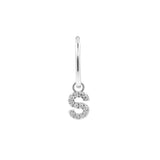 925 Silver Alphabet Letter Earring - S Silver