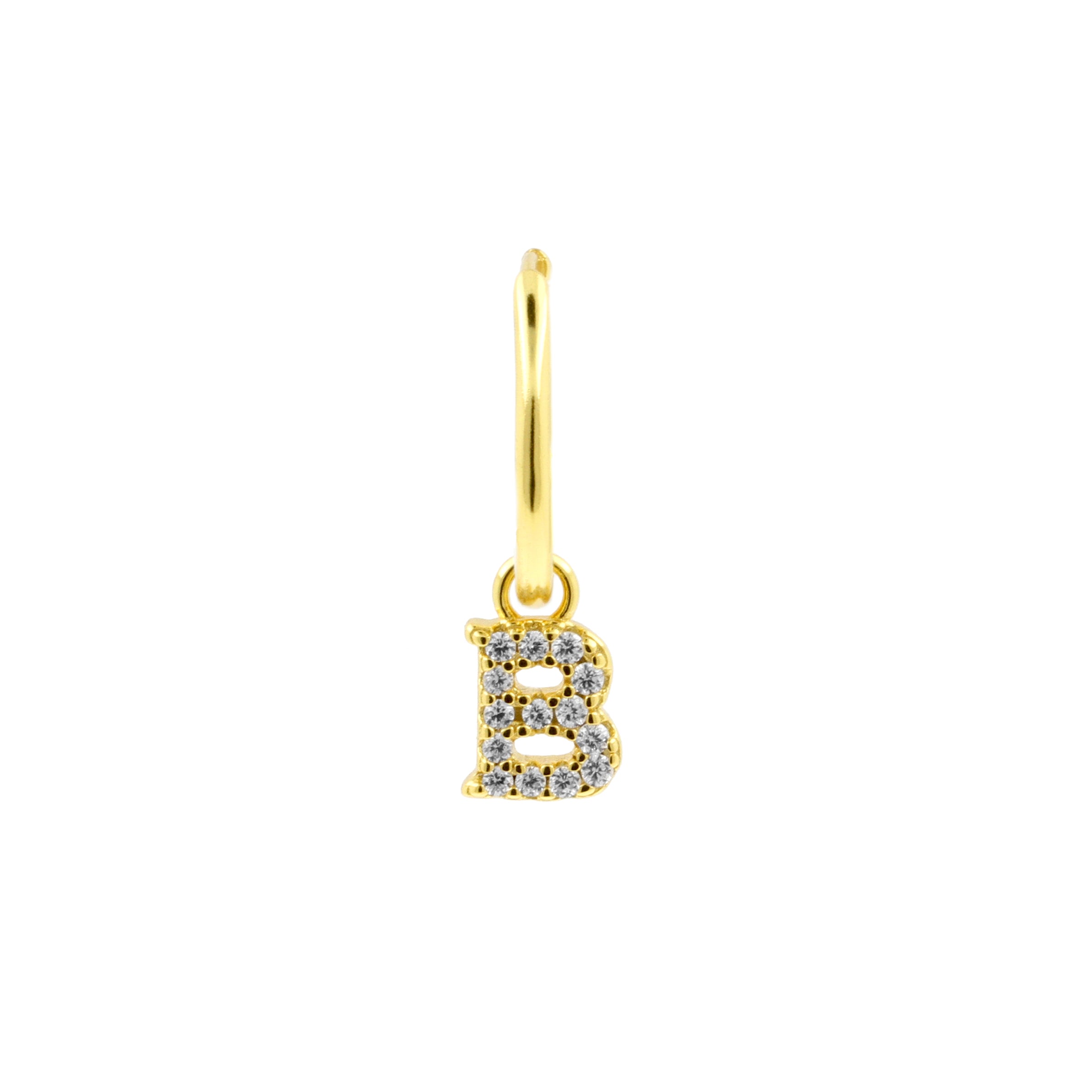 925 Zilver Alfabet Letter Oorbel - B Goud