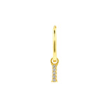 925 Silver Alphabet Letter Earring - I Gold