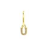 925 Silver Alphabet Letter Earring - U Gold