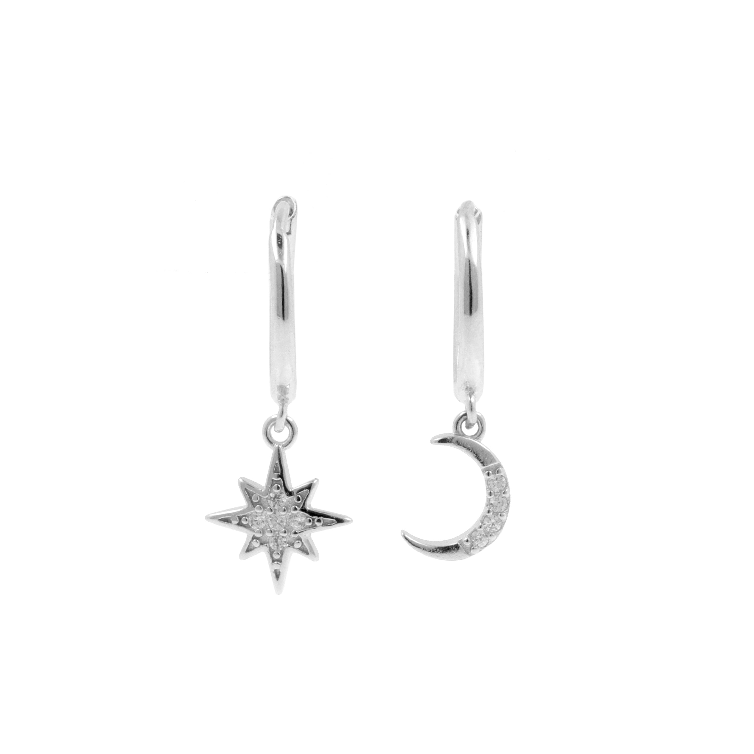 925 Zilver Oorringen - Sun And Moon Zilver