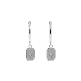 925 Silver Ear Hoops - Zirkonia Square Silver