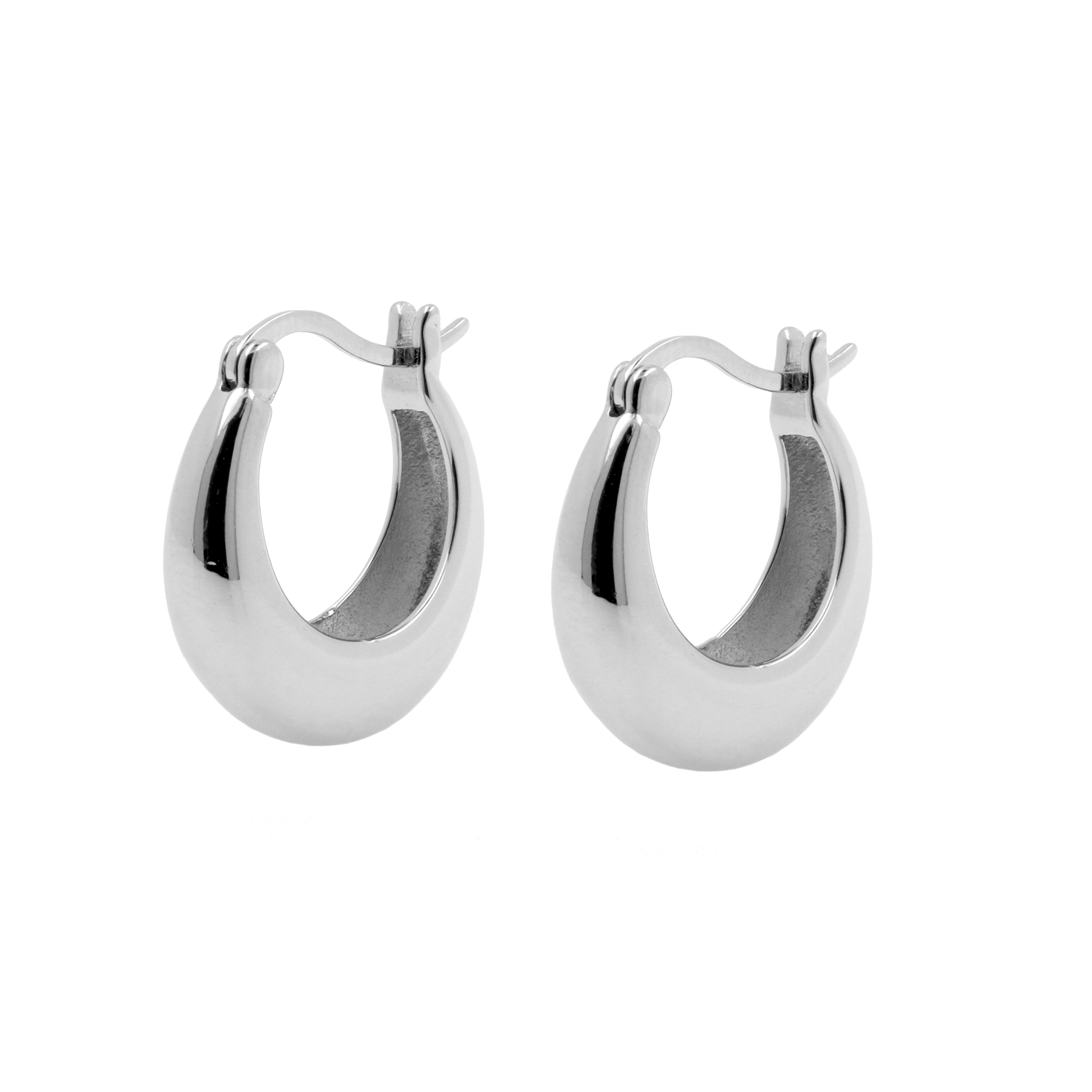 925 Silver Ear Hoops - Smooth Crescent Silver