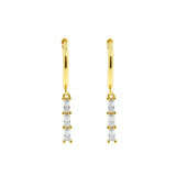 925 Silver Ear Hoops - Zirkonia Bar Gold