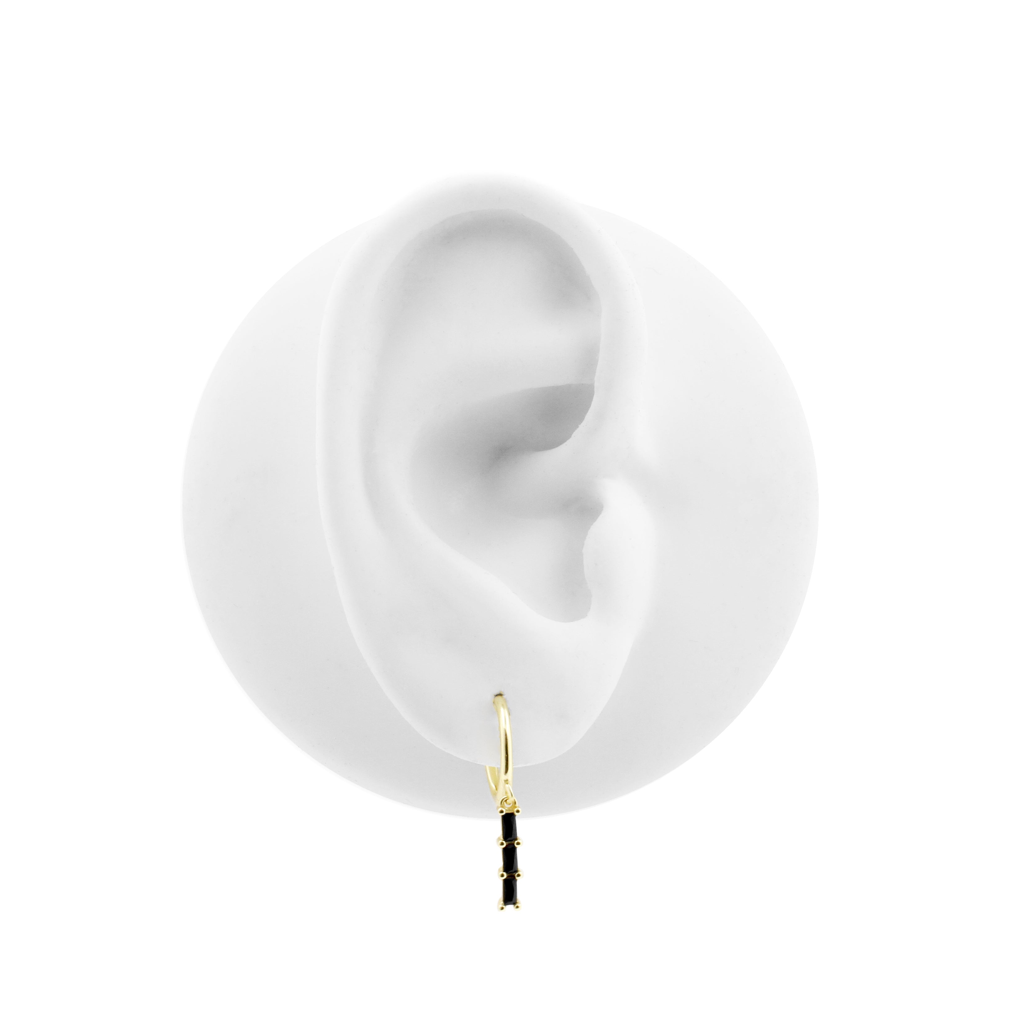 925 Zilver Oorringen - Zirkonia Bar Goud