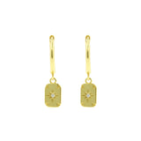 925 Silver Ear Hoops - Zirkonia Square Gold