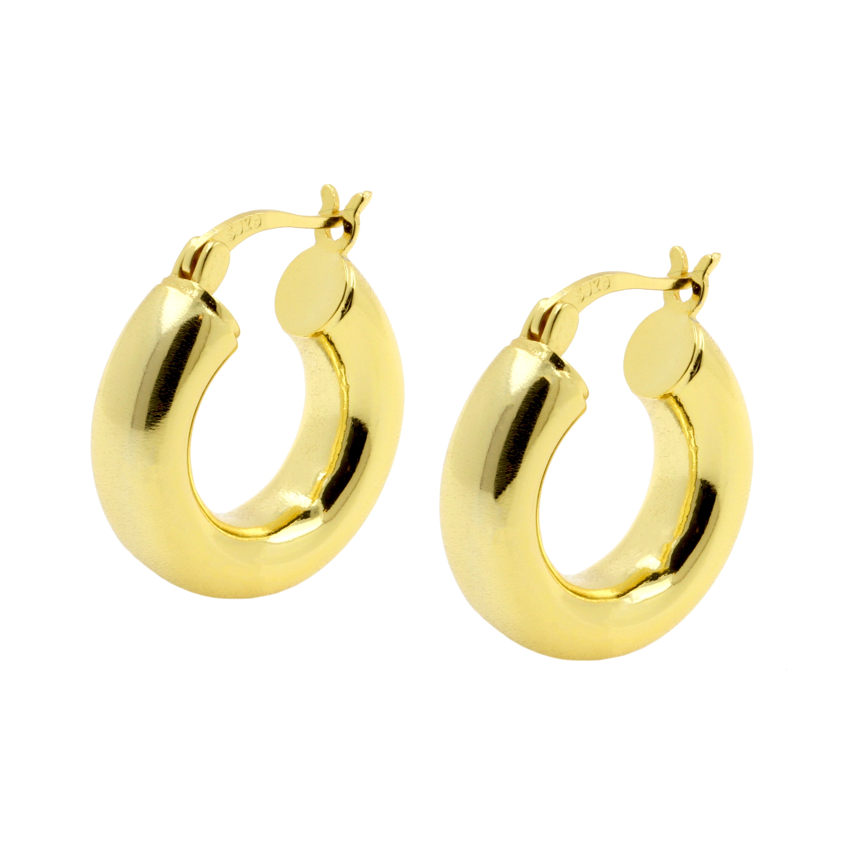 925 Silver Ear Hoops - Smooth Ring Gold