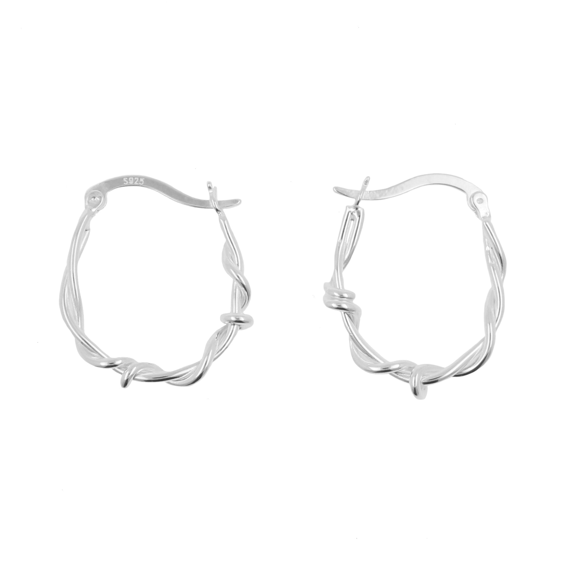 925 Zilver Oorhangers - Barbed Wire Zilver