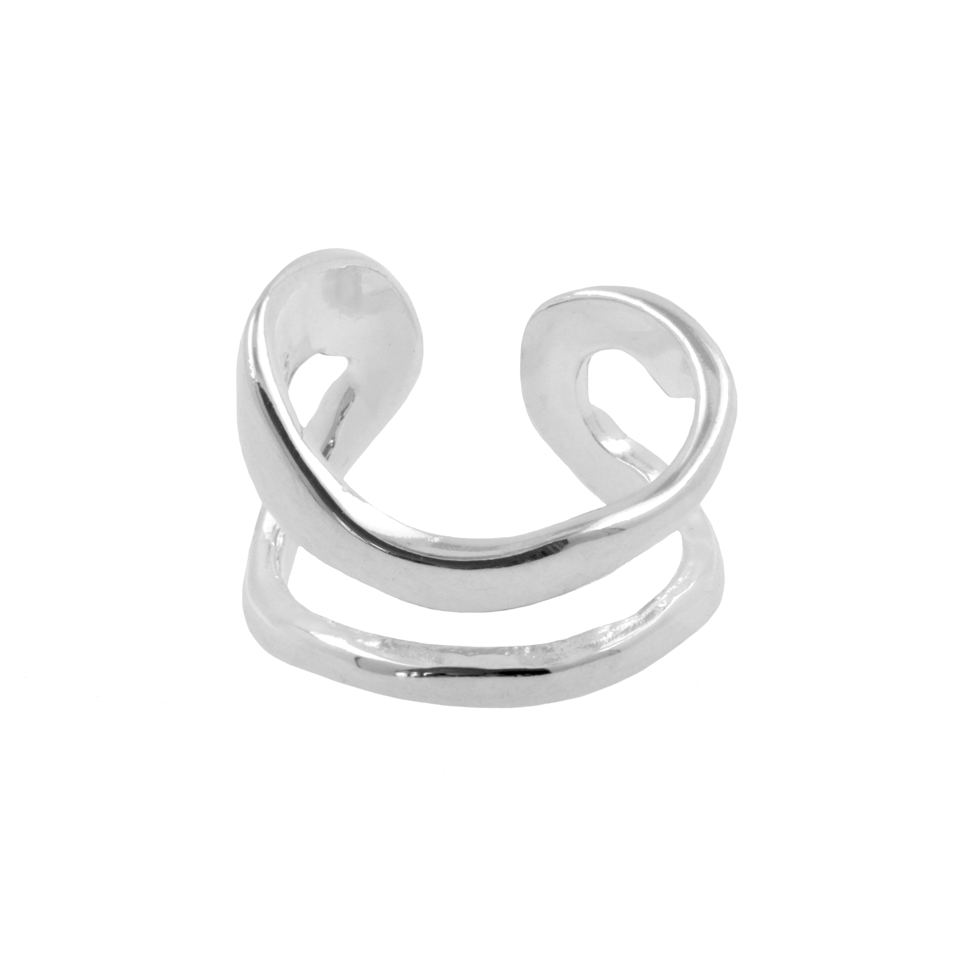 925 Silver Ear Cuff - Double Loop Silver