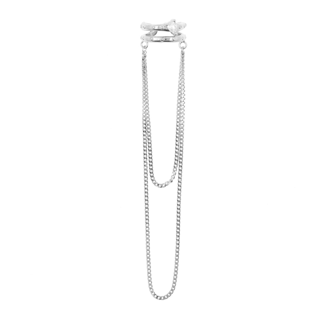 925 Silver Ear Cuff - Loop And Chain Silver