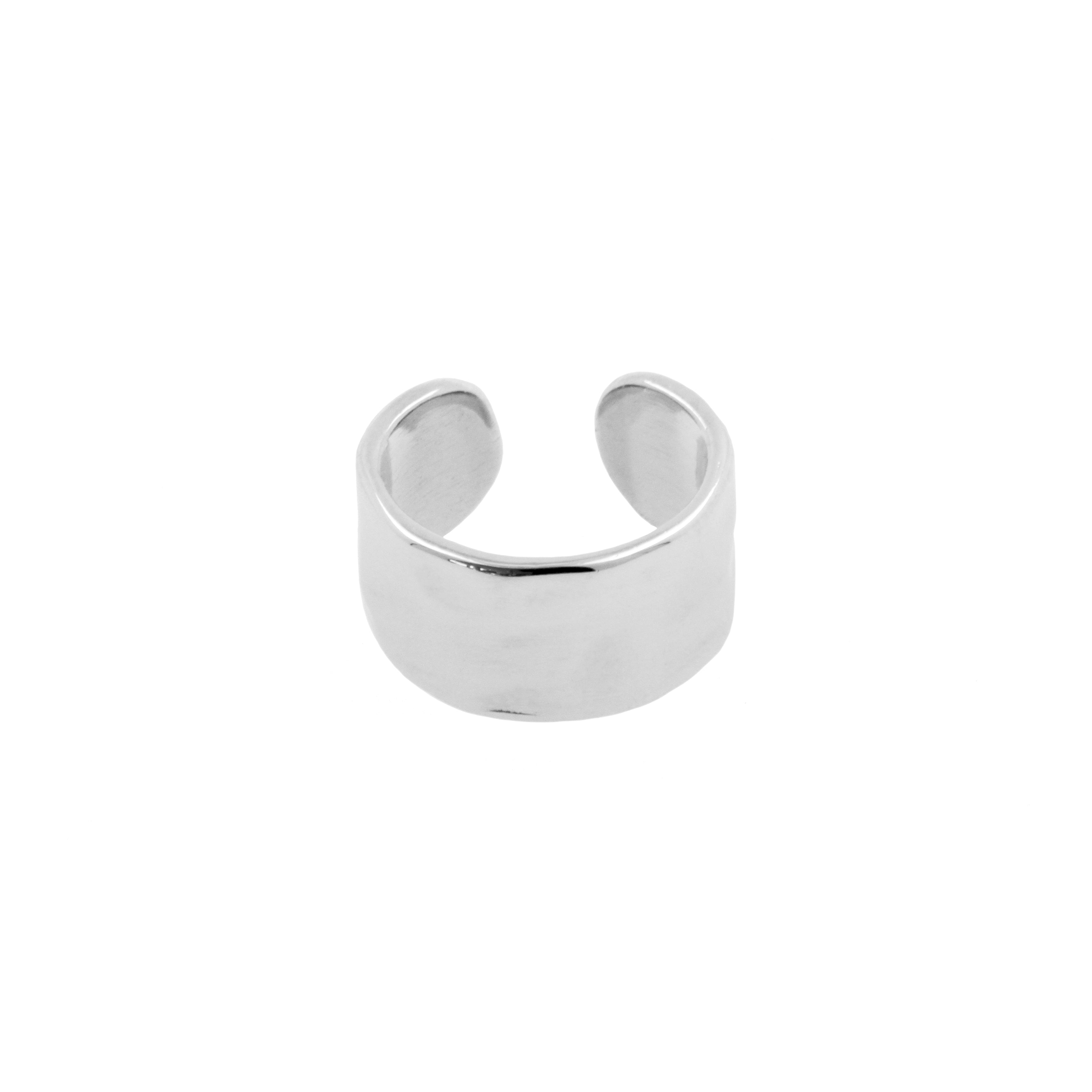 925 Zilver Oor Cuff - Organic Wide Zilver