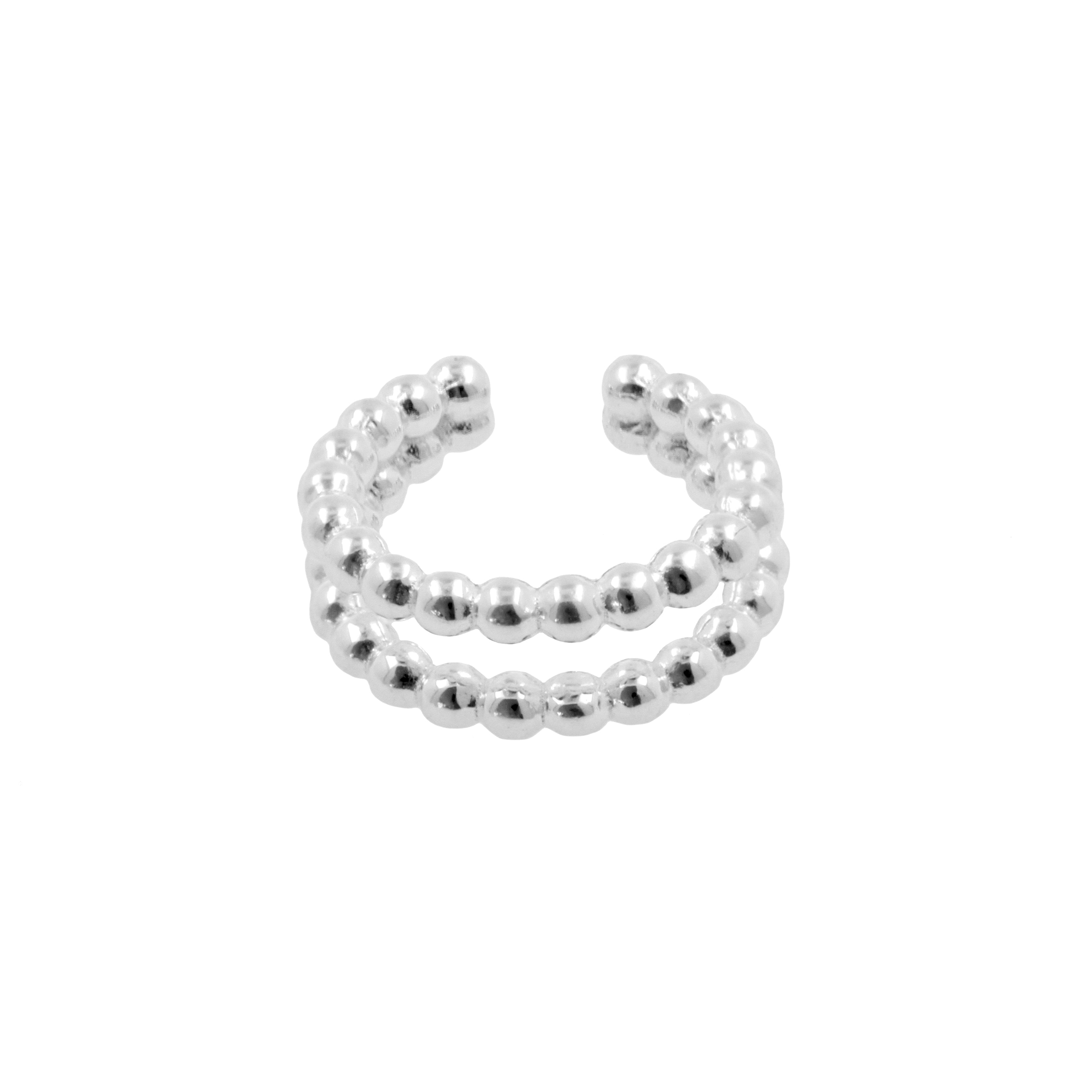 925 Zilver Oor Cuff - Dotted Double Rings Zilver