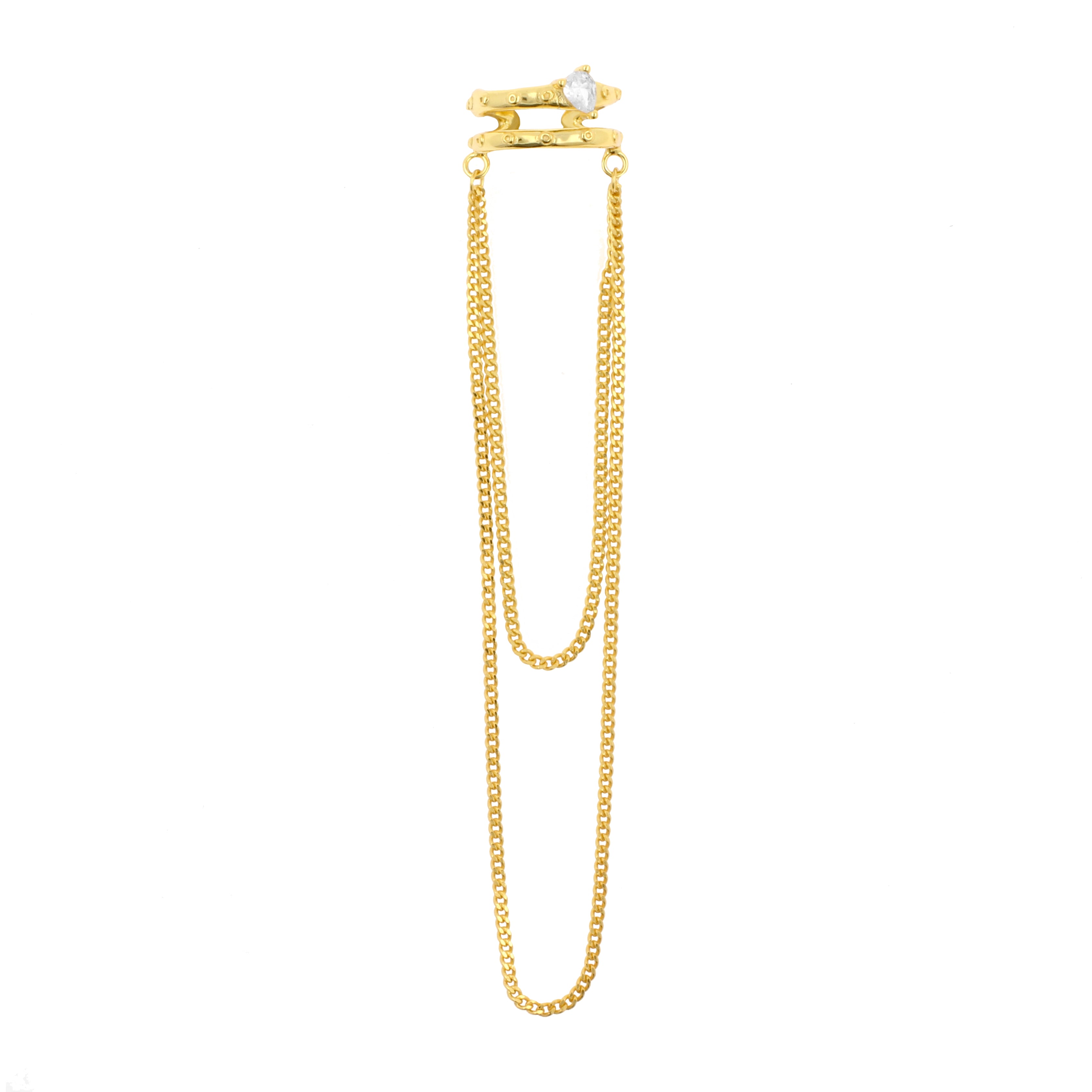 925 Zilver Oor Cuff - Loop And Chain Goud