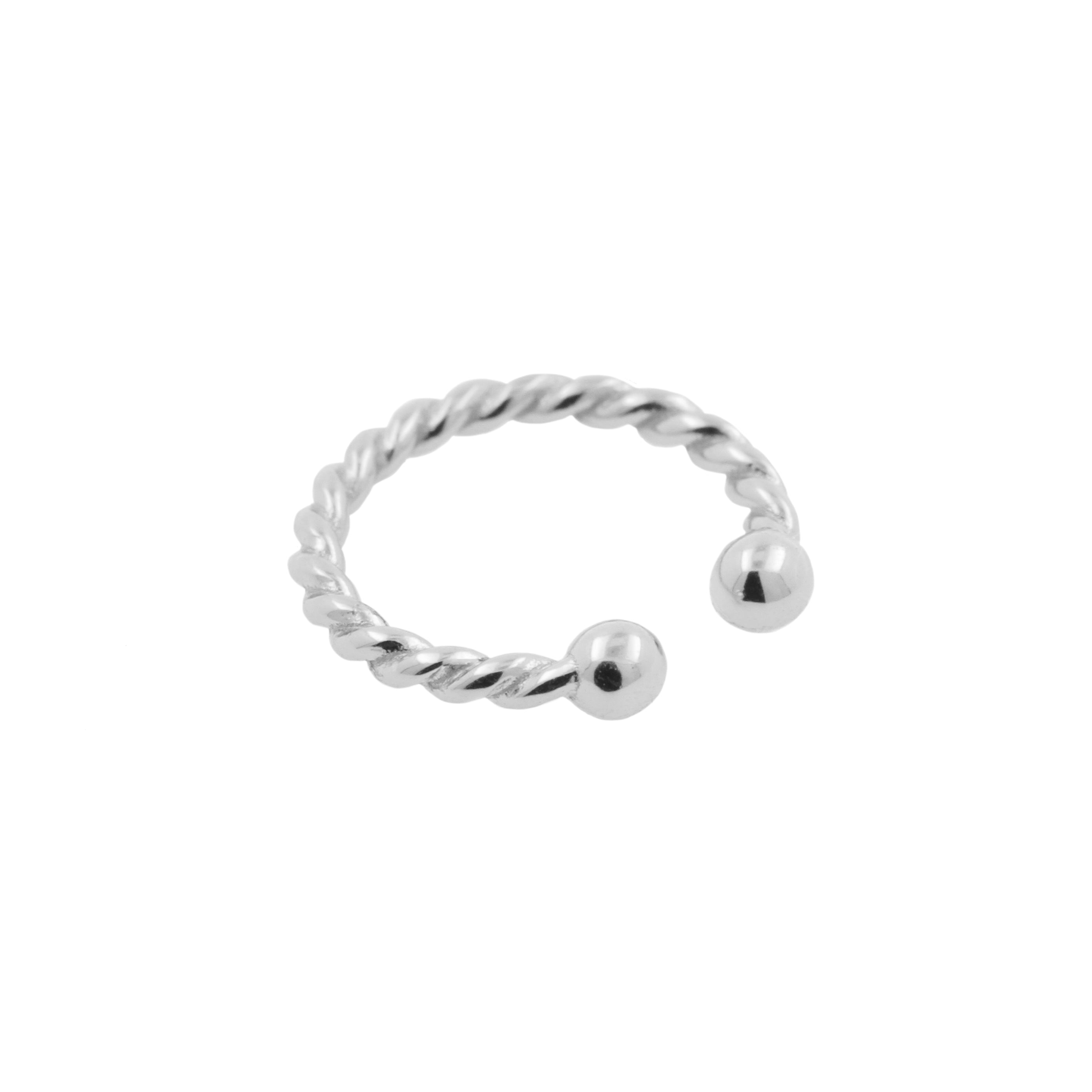 925 Zilver Slip-On Cuff Ring - Twisted Zilver