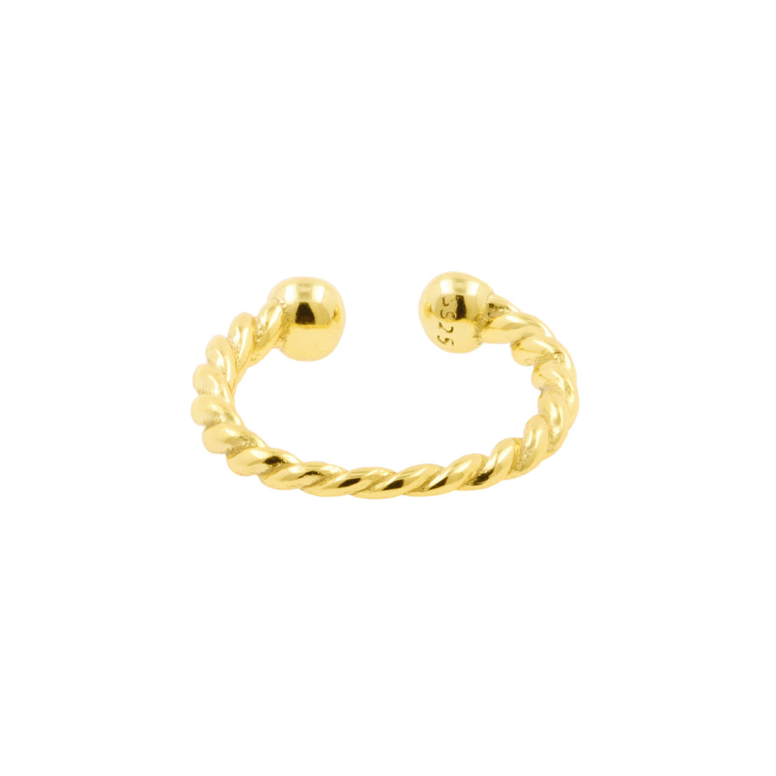925 Zilver Slip-On Cuff Ring - Twisted Goud