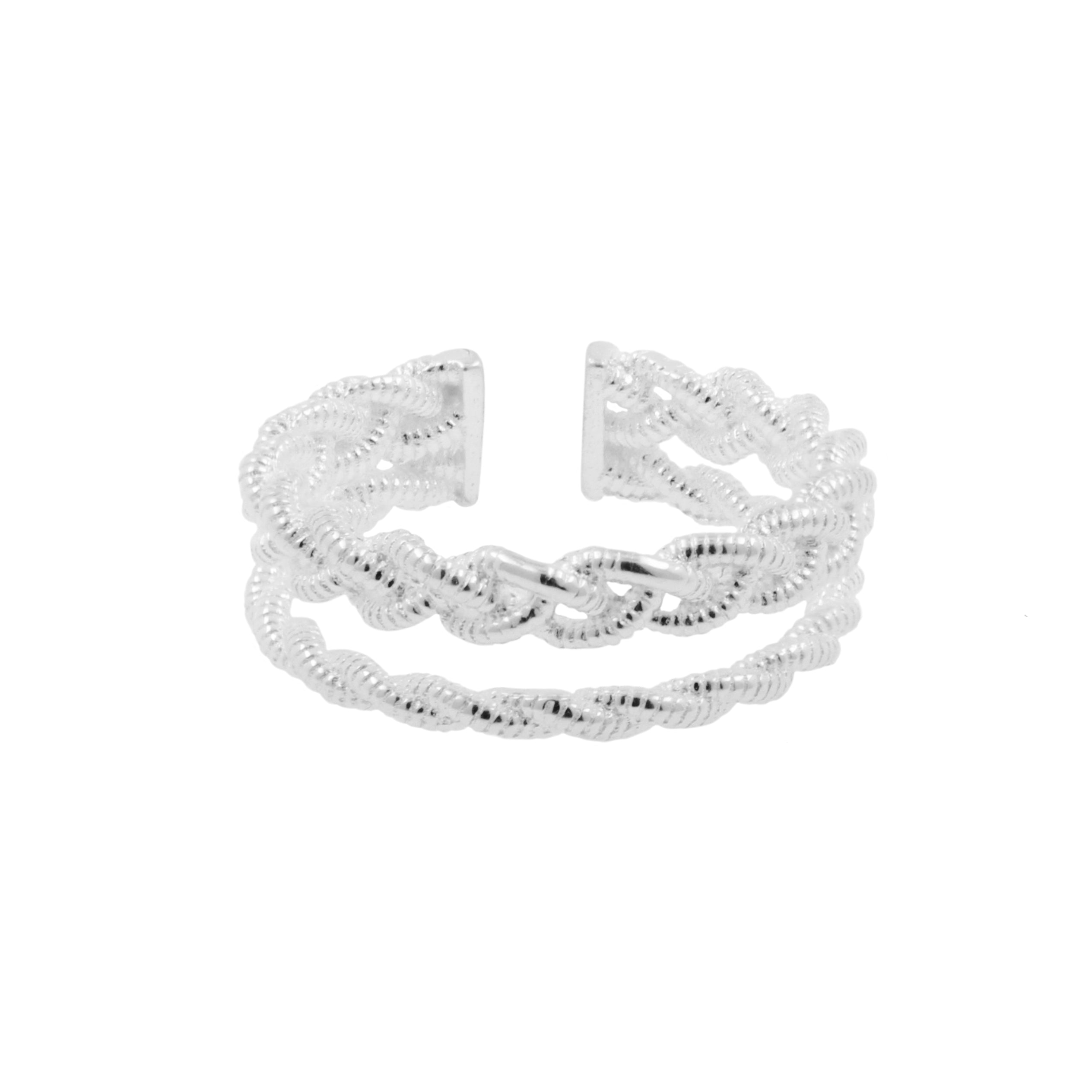 925 Zilver Dubbele Oor Cuff - Vlechtwerk Zilver