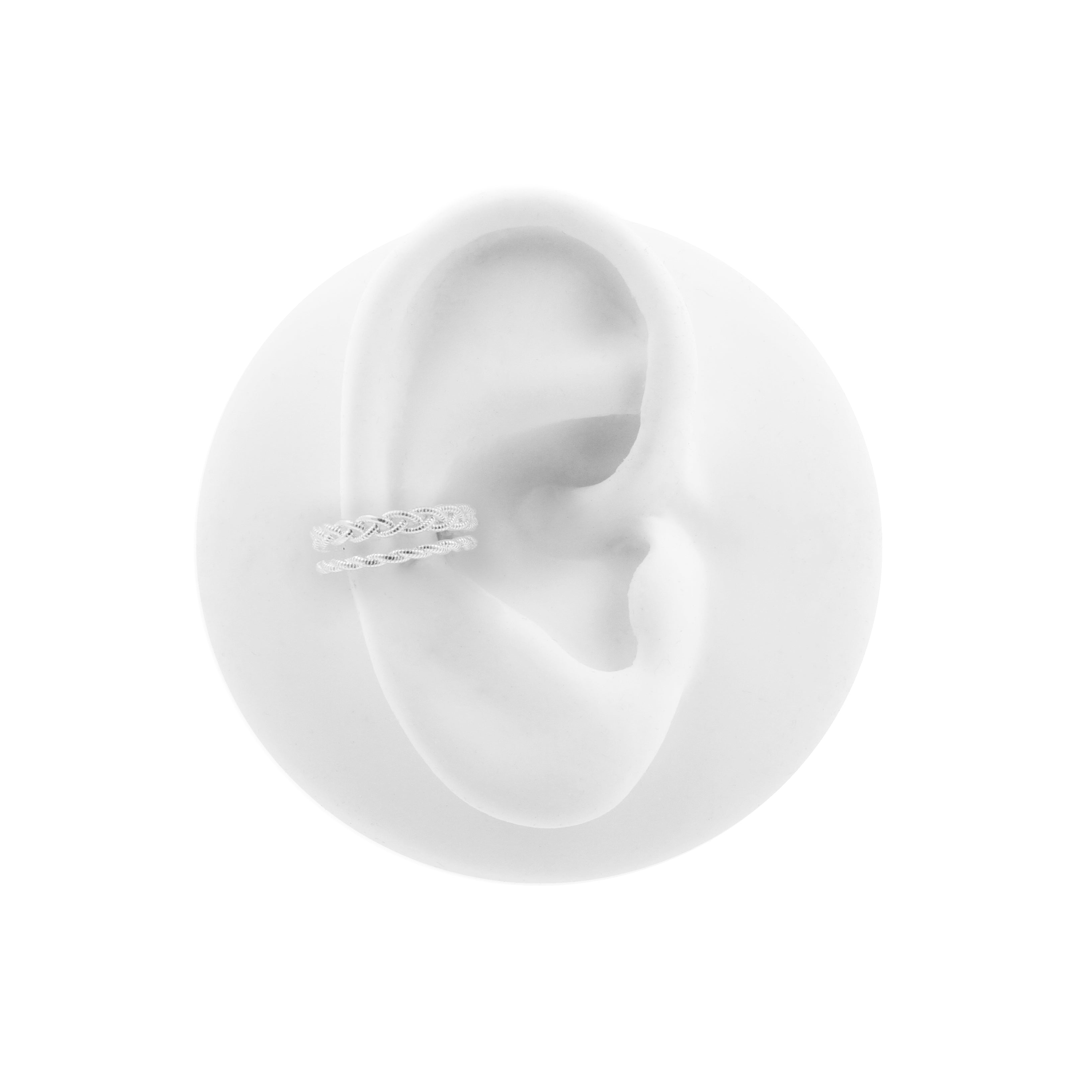 925 Zilver Dubbele Oor Cuff - Vlechtwerk Zilver