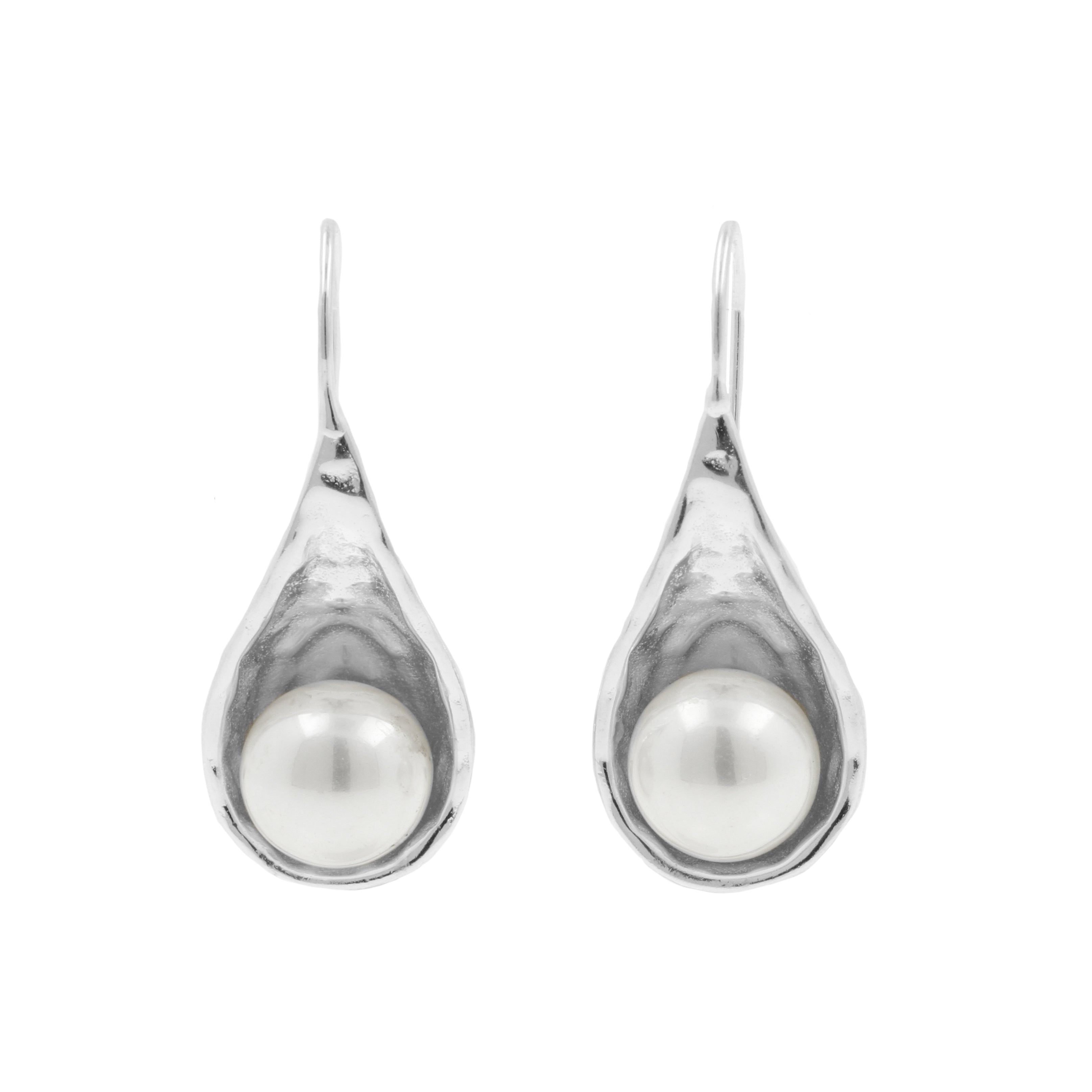 925 Silver Ear Hangers - Pearl Drop Silver