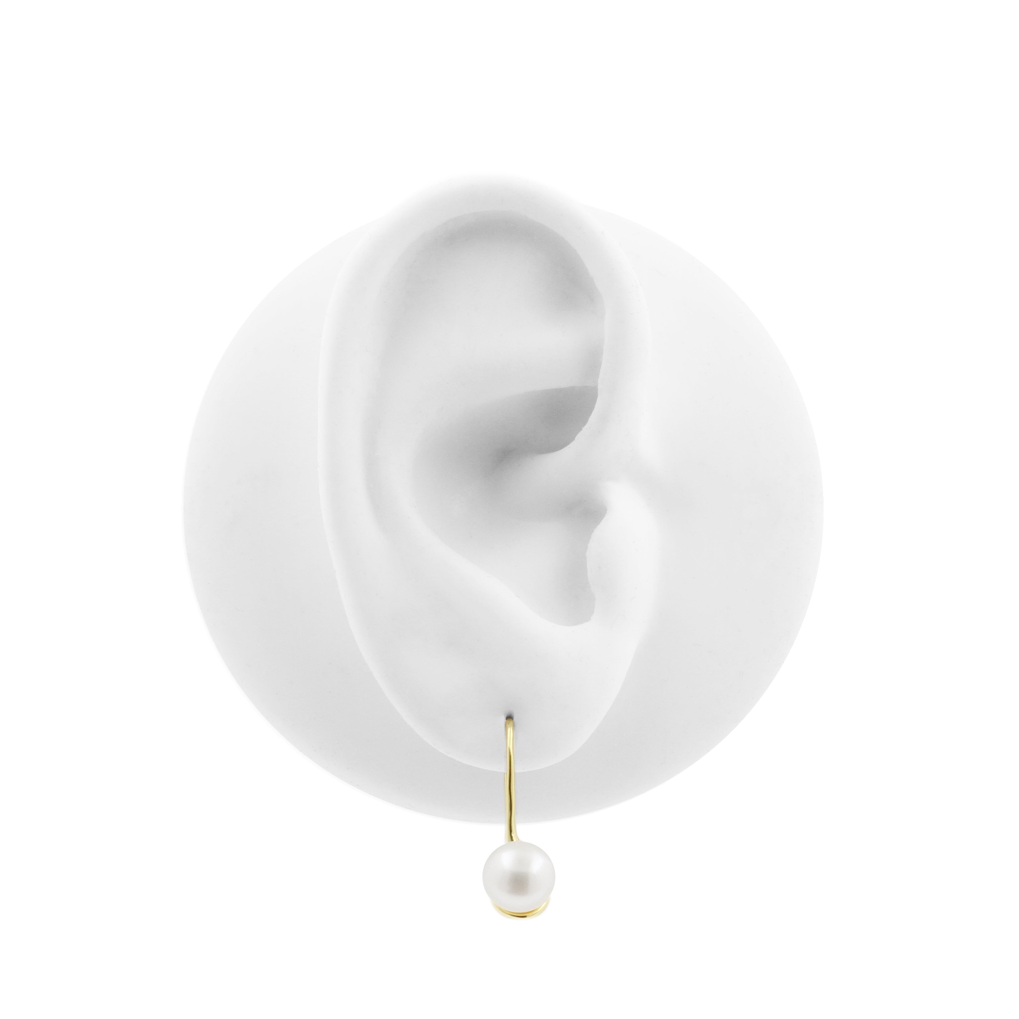 925 Silver Ear Hangers - Pearl Gold