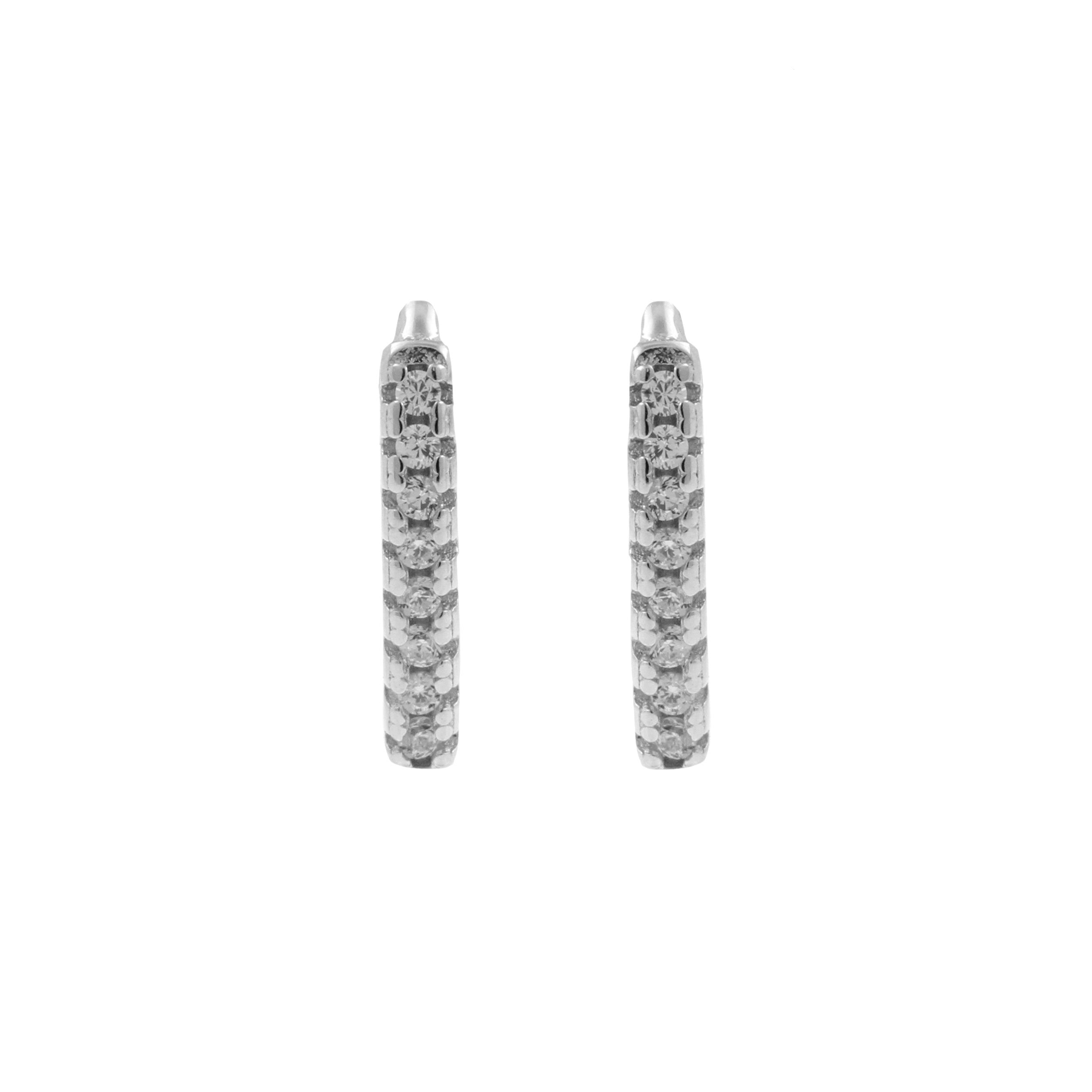 925 Silver Ear Hangers - Stacked Zirconia Silver