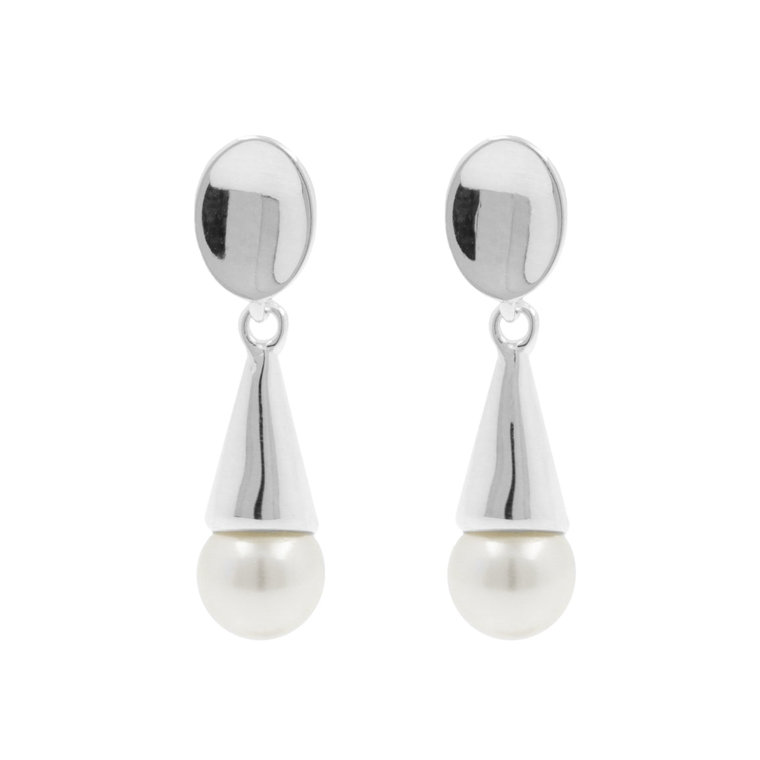 925 Zilver Oorsteker Hangers - Pearl Cone Zilver