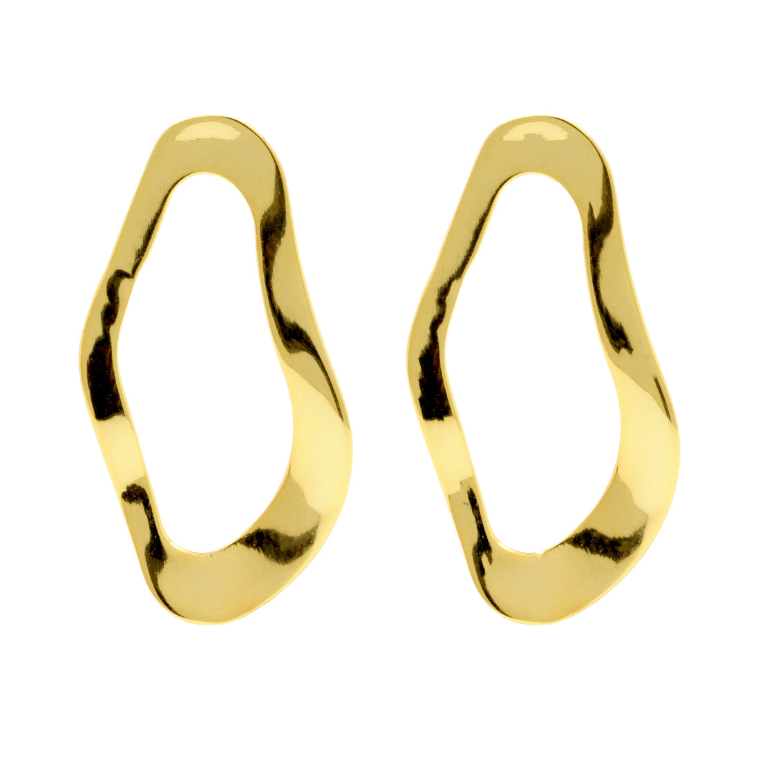 925 Silver Earstuds - Organic Oval  Gold