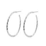 925 Silver Ear Studs - Hoops Textured - Silver