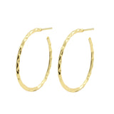 925 Silver Ear Studs - Hoops Textured - Gold