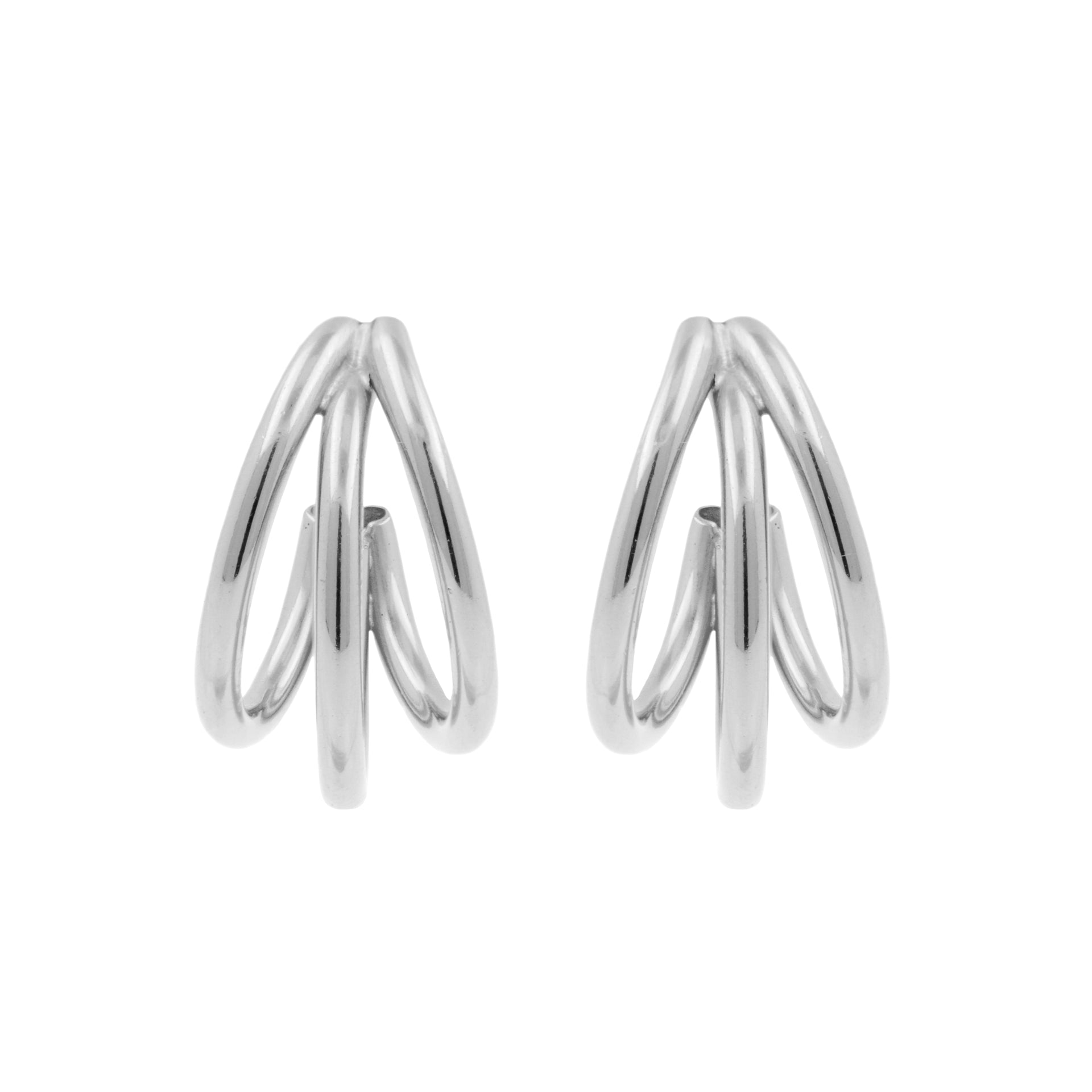 SINGULARU - Unieke Triple Spark oorbel. 925 sterling zilver verguld 18 kt of gerhodineerd. Druksluiting. Sieraden voor dames., Eén maat, Sterling zilver, Geen edelsteen