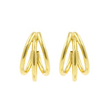 925 Silver Ear Studs - Hoops Triple - Gold