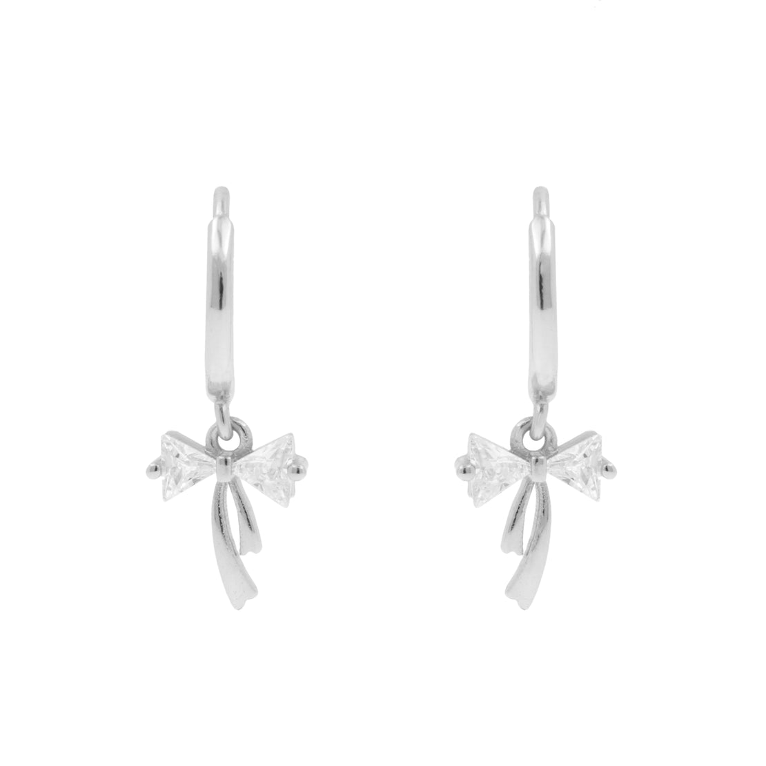 925 Silver 925 Silver Ear Hoops - Bow Ties Silver