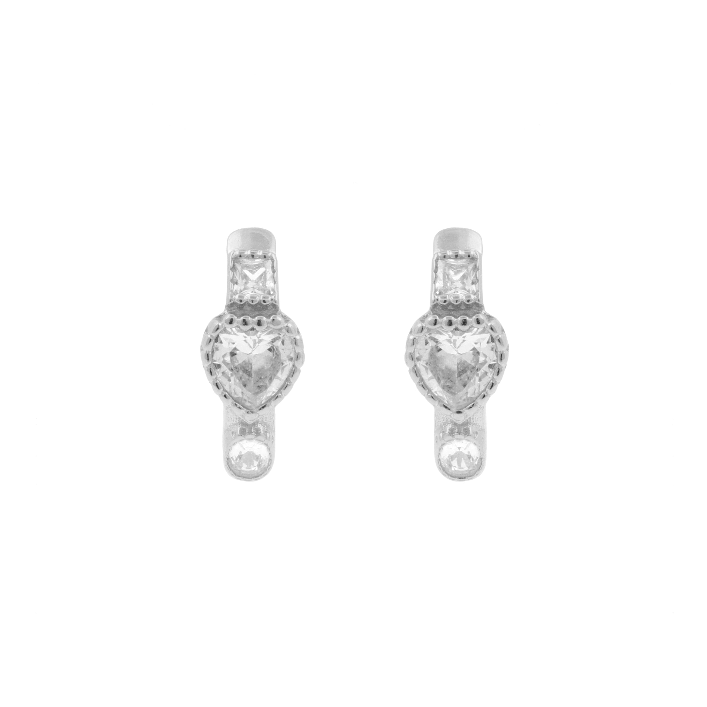 925 Zilver Oorringen - Zirkonia Hartje Zilver