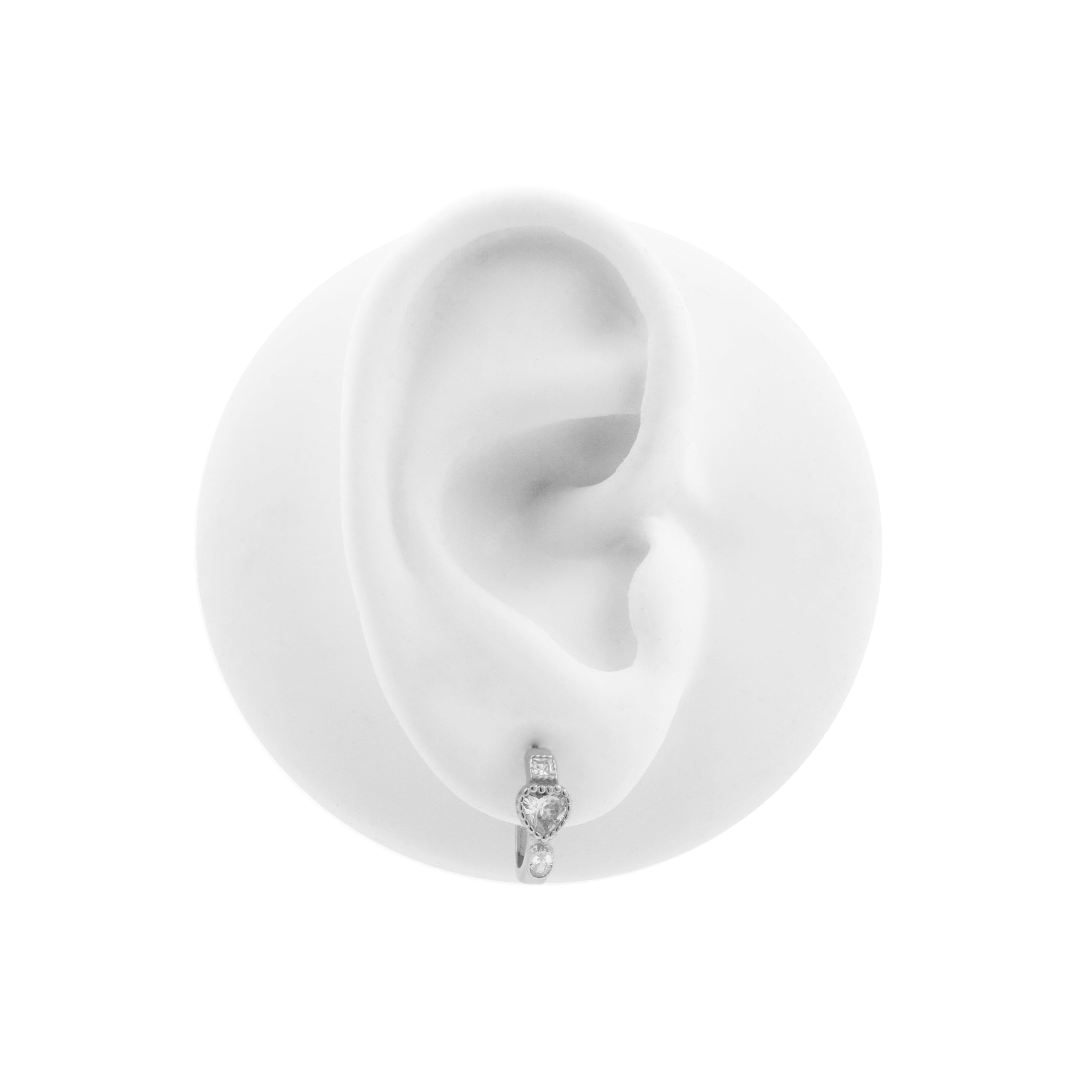 925 Zilver Oorringen - Zirkonia Hartje Zilver